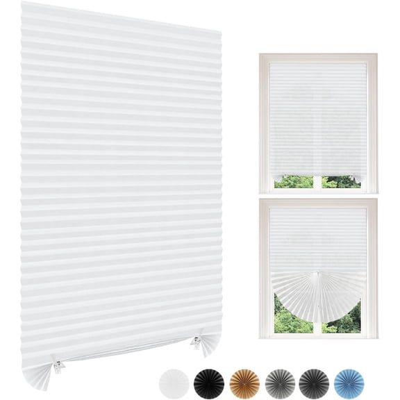 Paper Blinds Temporary Window Blinds Light Filtering No Drill Stick on Cut to Size Cordless Self Adhesive Pleated Shades for Windows Doors