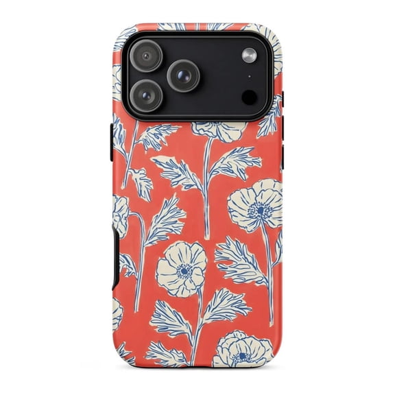 Paper Bloom Orange Floral Case for iPhone 11 12 13 14 15 16 17 Pro Max Plus