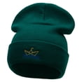 thumbnail image 1 of Paper Boat Embroidered 12 Inch Long Knitted Beanie - Dk Green OSFM, 1 of 5