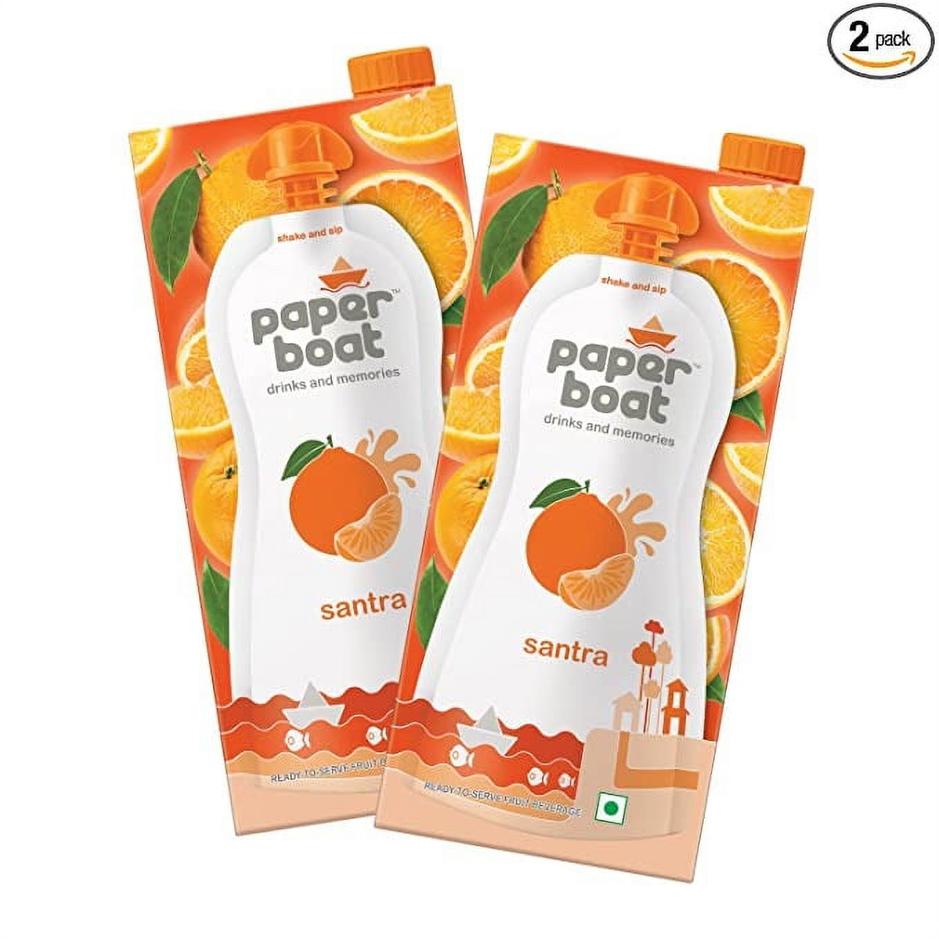 Paper Boat Santra, Orange Fruit Juice, No Added Preservatives and Colours (Pack of 2, 1L each