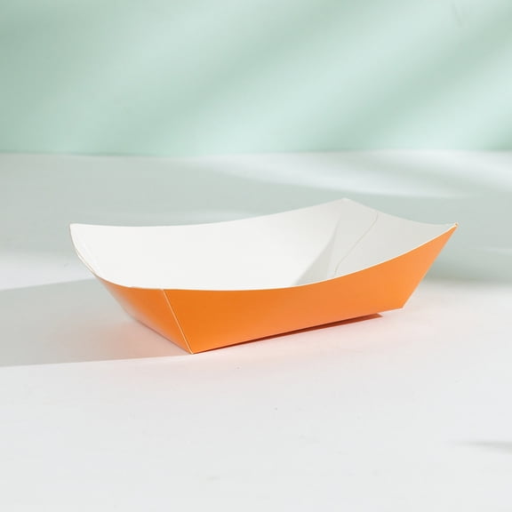 Paper Boats with Orange Coated Liner, Sturdy Disposable Snack Containers for Party Gatherings, Festive Serving Trays for Hot Dogs, 1 Pack