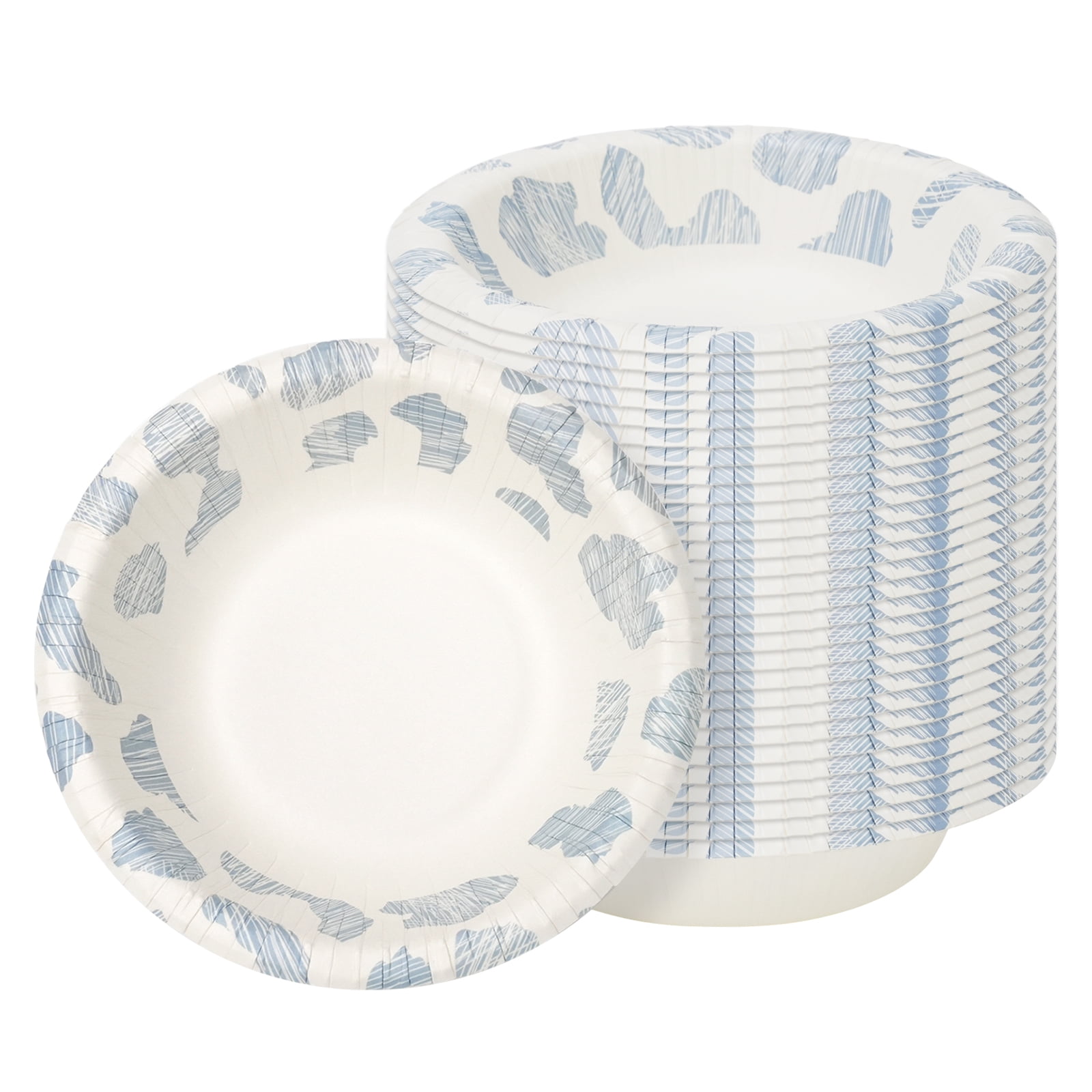 Paper Bowls, 30 Count 8 oz Disposable Heavy Paper Bowls with Geometric ...
