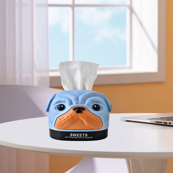 Paper Box Blue Clearance! Puppy Tissue Cover Paper Pot Tissue Holder Tissue Box Creative Tissue Box Living Room Household Napkin Storage Box Bedroom Dormitory Desktop Simple and Cute Paper Box
