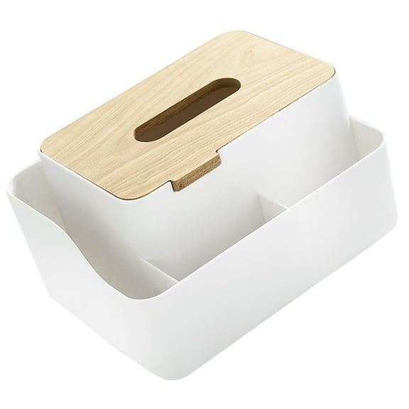 Vosarea 1Pc Home Tissue Box White Plastic Storage Box with Separate Compartments for Essentials