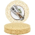 thumbnail image 1 of Paper Braided Round Placemats Natural Non-Slip Heat Resistant Table Mats for Dining Tables Farmhouse Woven Indoor & Outdoor Place mats for Thanksgiving., 1 of 7