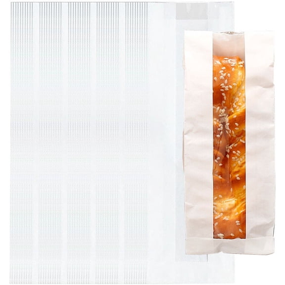Paper Bread Bags 50pcs Kraft Paper Bread Storage Bags Packaging Bags With Window For Homemade Long Bread Loaf Bakery Bag