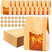 Paper Bread Bags for Homemade Bread, Sourdough Bags with Window, 13.7 x 8.3 x 3.5 Inch Large Brown Kraft Bakery Bag for Storing Loaves & Snacks, Includes 70 Sealing Stickers