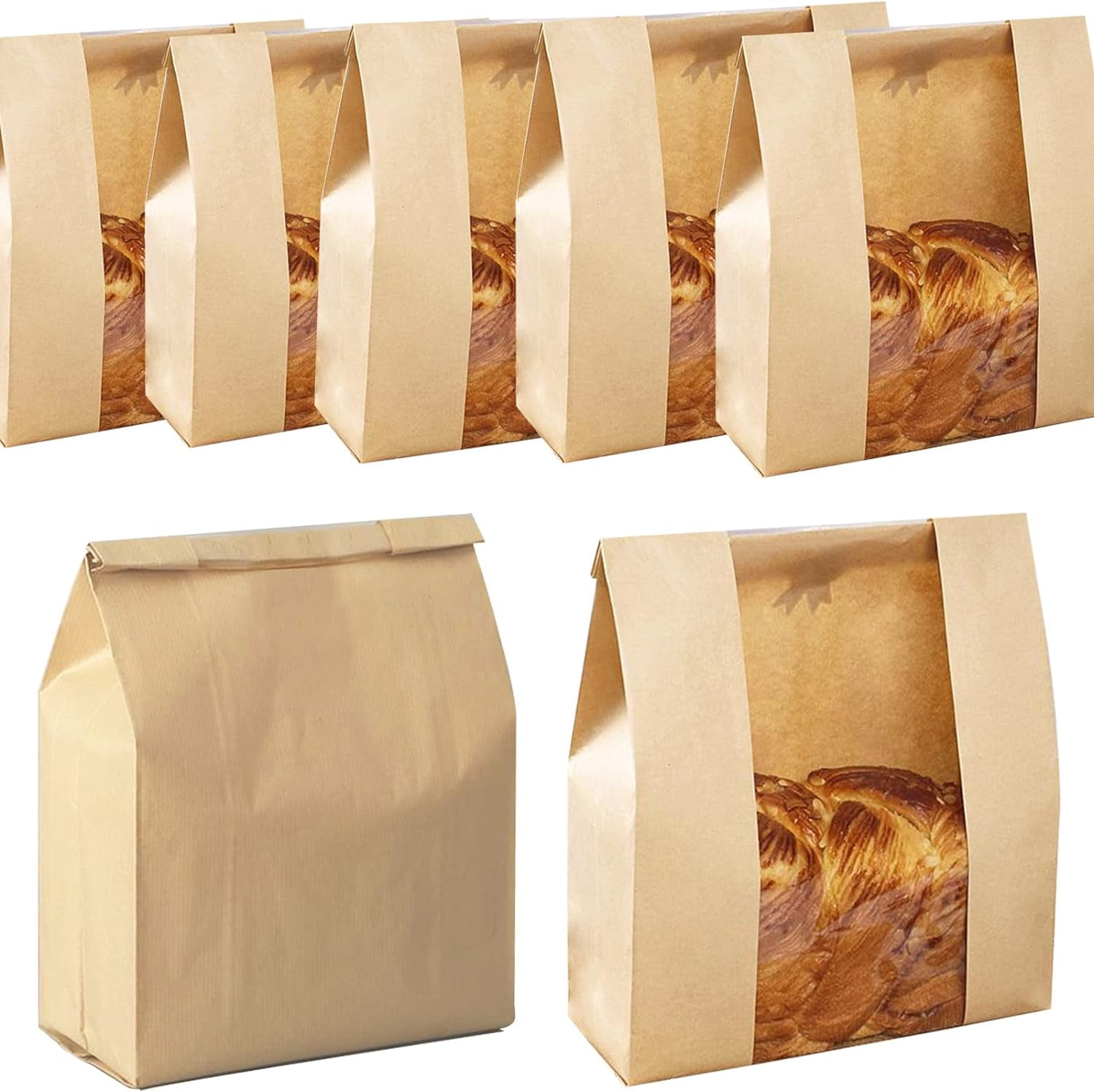 Paper Bread Bags for Homemade Bread Sourdough Bread Bags Large Paper Bakery Bag with Window for Baked Food Packaging Storage Label Seal Sticker Included Pack of 25 13.7x8.2x3.5 inch Walmart