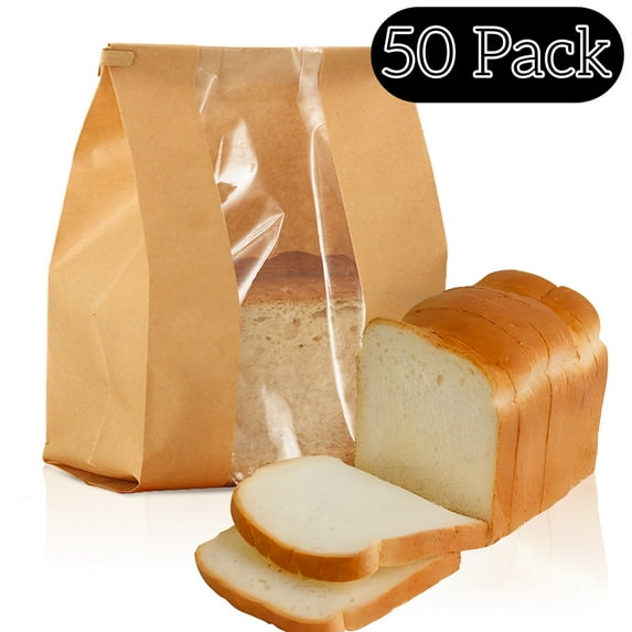 Paper Bread Bags Kraft Bakery Bag with Window Large Loaf Bags for Home Kitchen Bakery 50 Pack