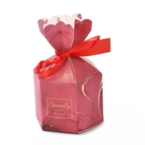 Paper Candy Boxes Jewelry Candy Wedding Party Gift Packaging with Ribbon Vase Marble Pattern 7.25x7.2x13.1cm DIY