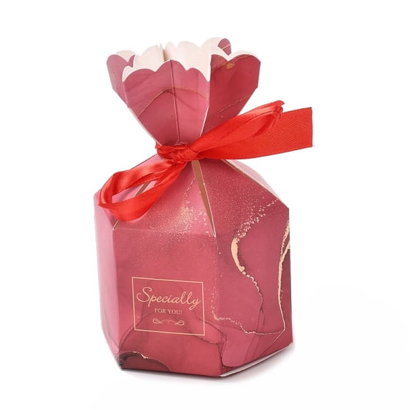 Paper Candy Boxes Jewelry Candy Wedding Party Gift Packaging with Ribbon Vase Marble Pattern 7.25x7.2x13.1cm