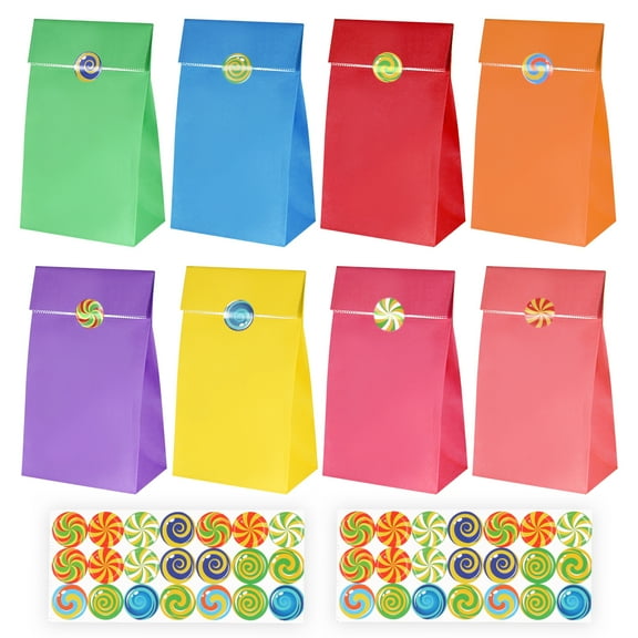 Paper Candy Party Bags, 40PCS Colorful Grade Paper Sugar Holder with Sticker for Birthday Wedding Party|13 x 8 x 24