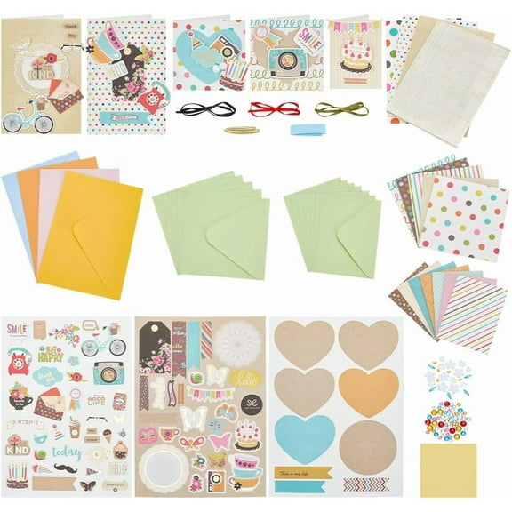Paper Card Making Kits 16 Blank Greeting Cards Envelopes Colorful Birthdays Cards for DIY handcrafting