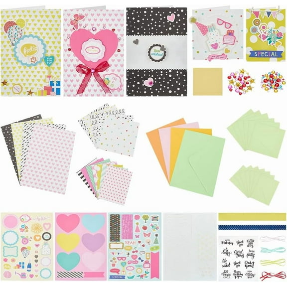 Paper Card Making Kits 16 Blank Greeting Cards Envelopes and Thank You Sticker Colorful Birthdays Cards for Weddings Teachers Parents Christmas Gift Giving Rose Color for DIY