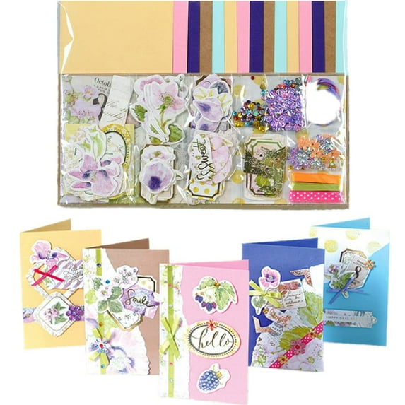 Paper Card Making Kits Colorful Handmade Greeting Card Kits DIY Making Material Set for Birthday Invitation, Thanksgiving, Christmas,Holiday,Baby Shower
