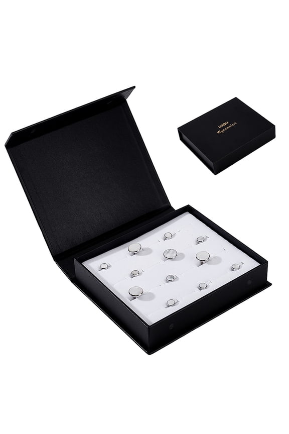 Paper Cardboard Cuff-link Gift Storage Boxes with Velvet Inside Rectangle Black 18.5x15.5x4cm