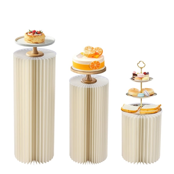 Paper Cardboard Flower Stand White Cylinder Pedestal Wedding Cake Flowers Display Stand Decoration Dessert Table