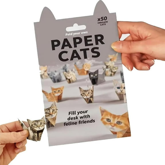 Paper Cats - 50 Sheets DIY Origami Paper to Fold Cute Cat Figures, Fun Craft Activity for Adults & Kids, Desk Decoration(Cat)
