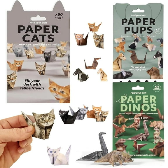 Paper Cats Origami, 50 DIY Origami Cats, Fun Craft Activity for Adults & Kids, Funny Dog Meme Paper Crafts for Desk Decor & Relaxing Hobby (Cat)