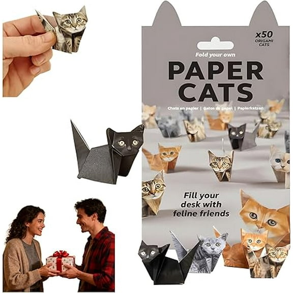 Paper Cats,Paper Cats Origami,DIY Cat - 50 Sheets Diy Origami Papers to Fold Cute Figures,Origami Cat & Dogs,PapersCats for Desk,Fold Your Own Cats,Animal Sculpture