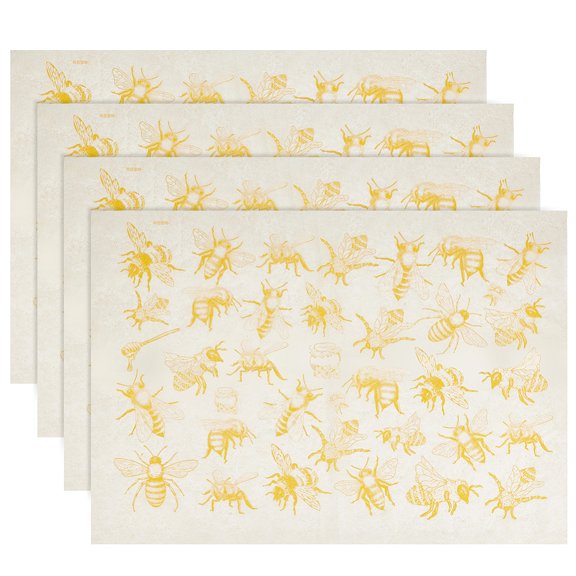 Paper Ceramic Decals Pottery Ceramics Clay Transfer Paper Gold Rectangle Bees 380x528x0.1mm