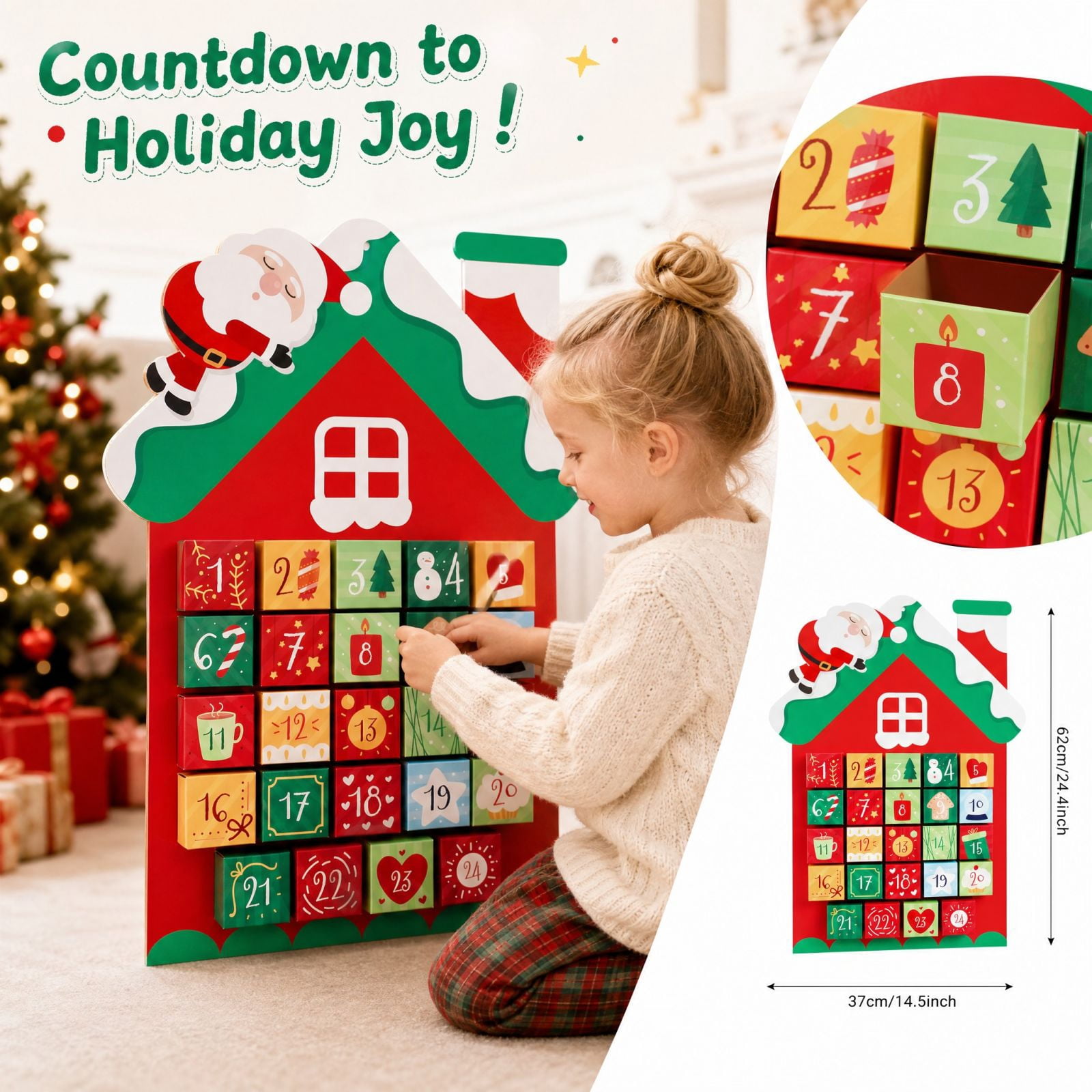 Paper Christmas House Advent Calendar Kit, DIY Board & Fillable Boxes ...