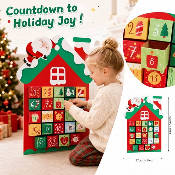 Paper Christmas House Advent Calendar Kit, DIY Board & Fillable Boxes ...