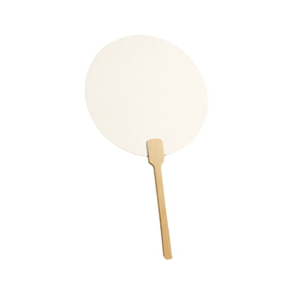 Paper Church Fans with Wooden Handle Double-Sided Blank Handheld Fans Round Chinese Style Decorations Fans Craft Hand Fan for diy Crafting Painting, Decorations, Dancing Performance Props