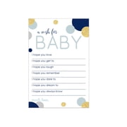 Paper Clever Party Navy & Gold Baby Shower Wish Cards - 20ct Advice & Game Card Set for Cherished Moments