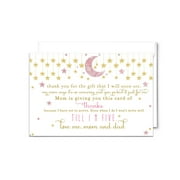 Paper Clever Party Twinkle Little Star Baby Shower Thank You Cards with Envelopes, Girls Prefilled Notes with Personalized Message for Guests, Pink and Gold, 25 Pack