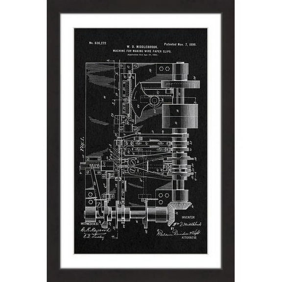 "Paper Clip 1899 Black Paper" Framed Painting Print