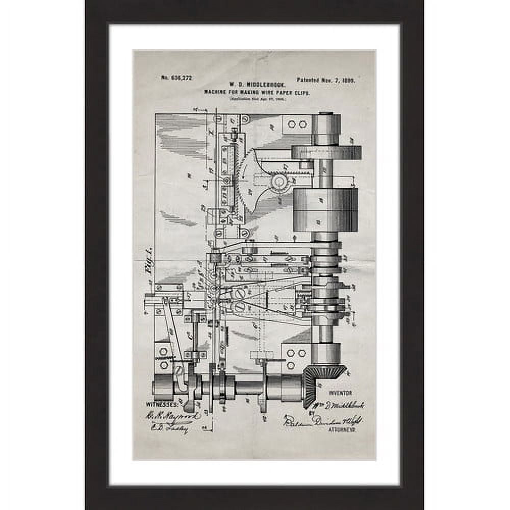 "Paper Clip 1899 Old Paper" Framed Painting Art Print
