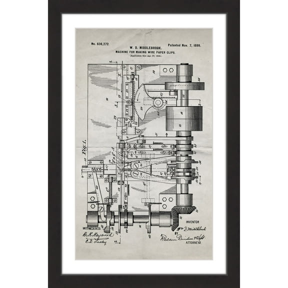 "Paper Clip 1899 Old Paper" Framed Painting Print
