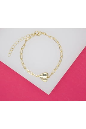Paper Clip Bracelet With Heart Charm (I209)