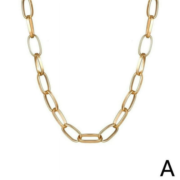 Paper Clip Chunky Thick Link Chain Necklace Choker Plated Women Silver/Gold Y2U2