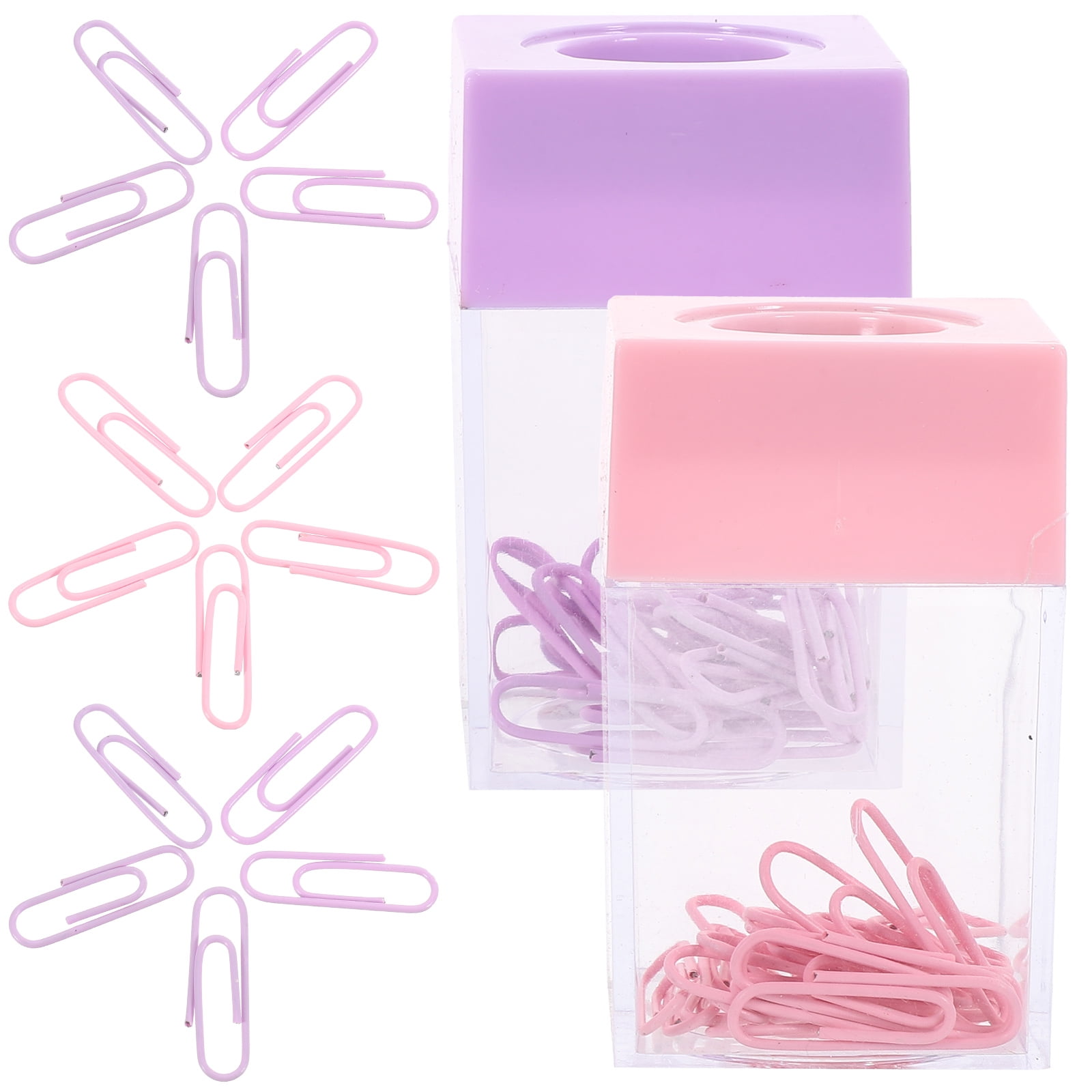 Paper Clip Dispenser Square Macaron Color Storage Bucket