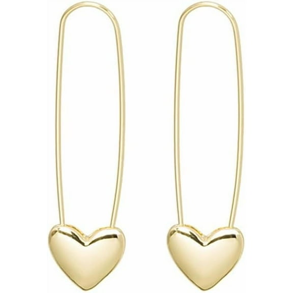 Paper Clip Earrings Heart Safety Pin Earrings for Women Dainty Paperclip Huggie Hoop Earrings Gold Plated Safety Pin Jewelry for Women