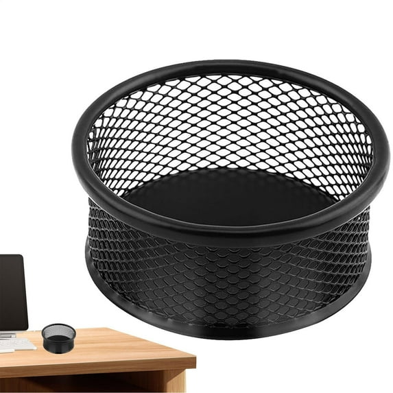 Paper Clip Holder, Paperclip Holders for Desk, Mesh Paper Clip Holder for Desk Binder Wire Mesh Bowls, Paper Clip Dispenser Organizer for Holding Small Parts Office Accessories Black, 3.54x1.38"