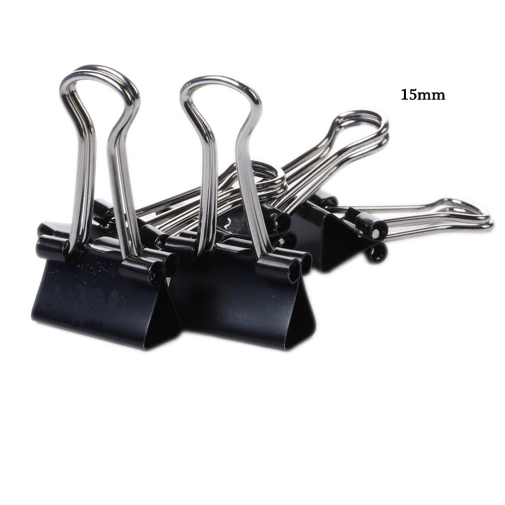 Paper Clips Set Binder Clamp Office Stationary Binders Black Gloss File ...