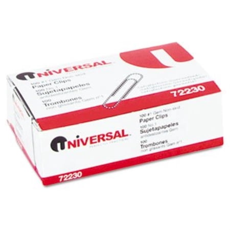 Universal A7072230A #1 Nonskid Paper Clips - Silver (100/Box, 10 Boxes/Pack)