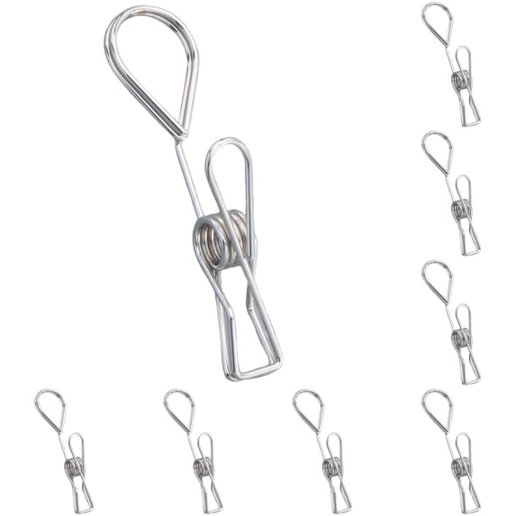 Paper Clips,Sturdy Metal Wire Hollow Out Clothespins,Multi Purpose Utility Binder Clips,Reusable Metal Paper Clips,Stainless Steel Hanging Pins for Kitchen Outdoor Office Cafe (Silver 10 PCS)