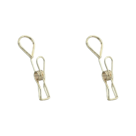 Paper Clips,Sturdy Metal Wire Hollow Out Clothespins,Multi Purpose Utility Binder Clips,Reusable Metal Paper Clips,Stainless Steel Hanging Pins for Kitchen Outdoor Office Cafe Restaurant (Gold 2 PCS)