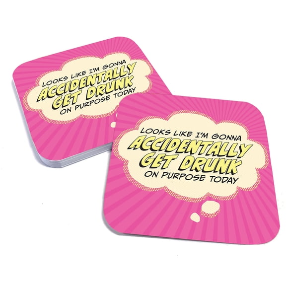 Paper Coasters for Drinks, Set of 20, Recyclable/Disposal, Funny Bar Accessory - Drink Humor