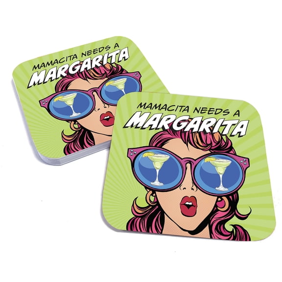 Paper Coasters for Drinks, Set of 20, Recyclable/Disposal, Funny Bar Accessory - Margarita Inspired