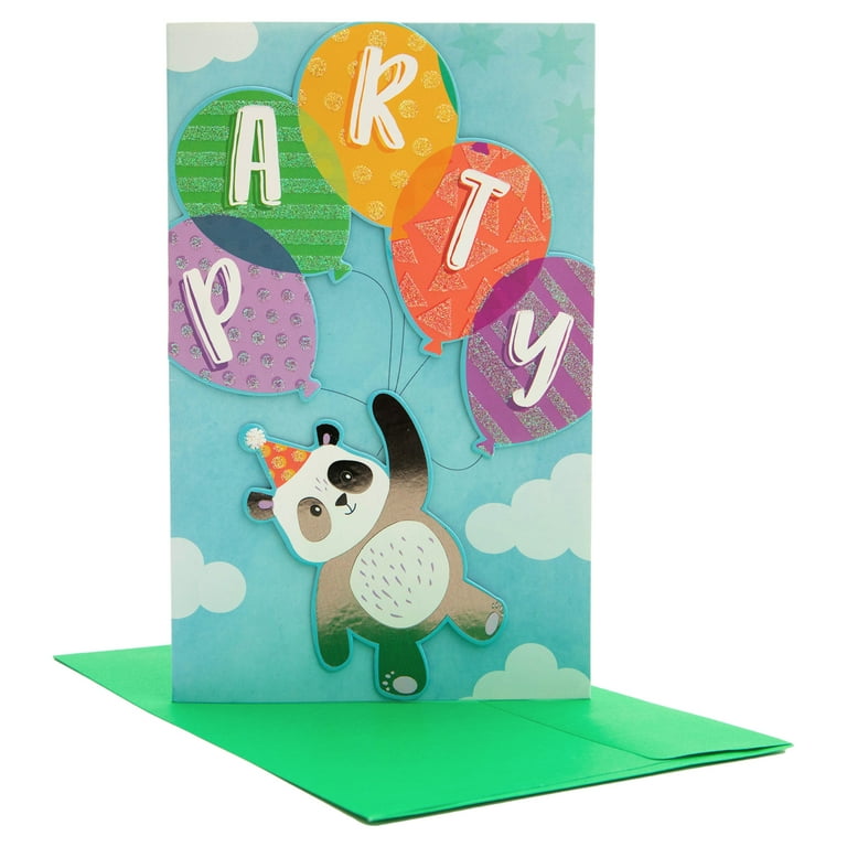 Paper Craft Kids Birthday Greeting Cards with Envelope, Panda