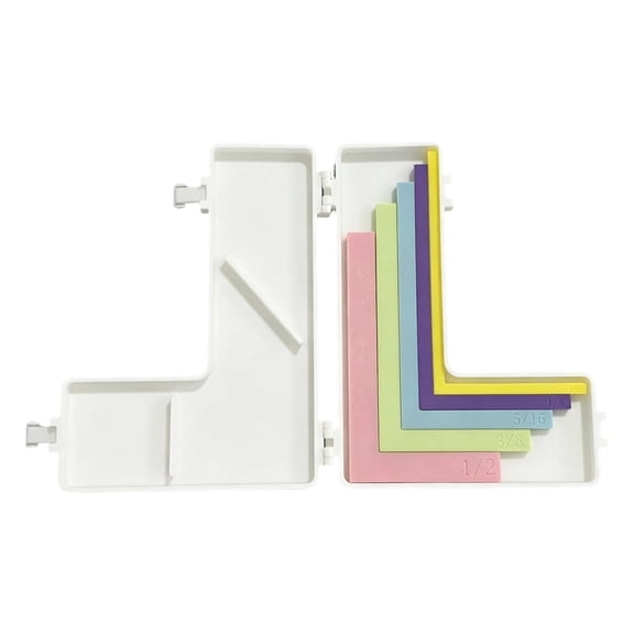 Paper Crafting Alignment Guides with Storage Case, Precision Layering & Matting Spacers for Card Making and Scrapbooking, Color-Coded L-Shaped Rulers with Size Tabs