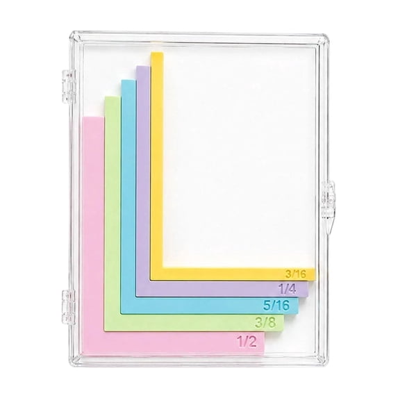 Paper Crafting Alignment Guides with Storage Case, Precision Layering & Matting Spacers, Color-Coded L-Shaped Ruler Tools with Size Tabs, for Card Making and Scrapbooking(Light blue)