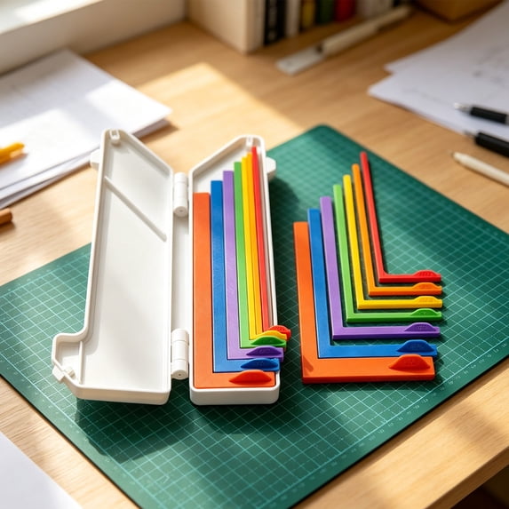 Paper Crafting Alignment Guides with Storage Case, Precision Layering & Matting Spacers, Color-Coded L-Shaped Ruler Tools with Size Tabs, for Card Making and Scrapbooking(Orange)