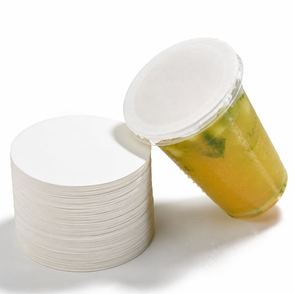 Paper Cup Cover Sealer Film Round Sealing Paper Pads 200Pcs 4.5inch Leak-Proof Cup Cap Lid Liners Waterproof Spill Proof Paper White Leak Proof Film for Milk Tea Coffee Beverage Cup