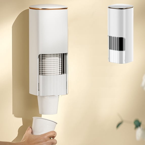 Paper Cup Dispenser - Wall Mounted ABS Plastic, Water-Resistant Design, Disposable Cup Holder for Kitchen or Office, Punch-Out Storage System